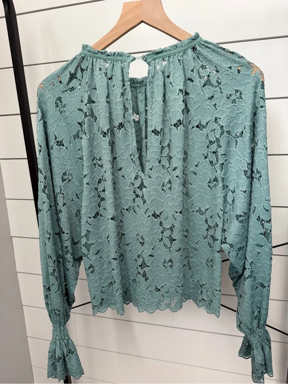 Free People Olivia Sage Green Lace Tee